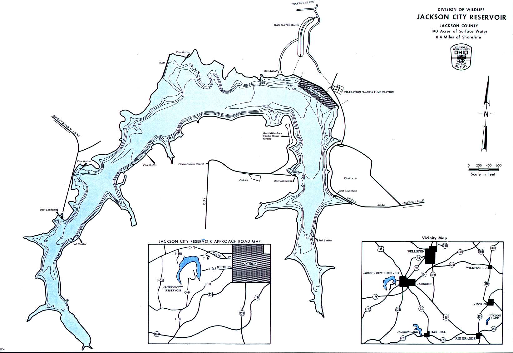 Jackson City Reservoir Fishing Map Southeast Ohio