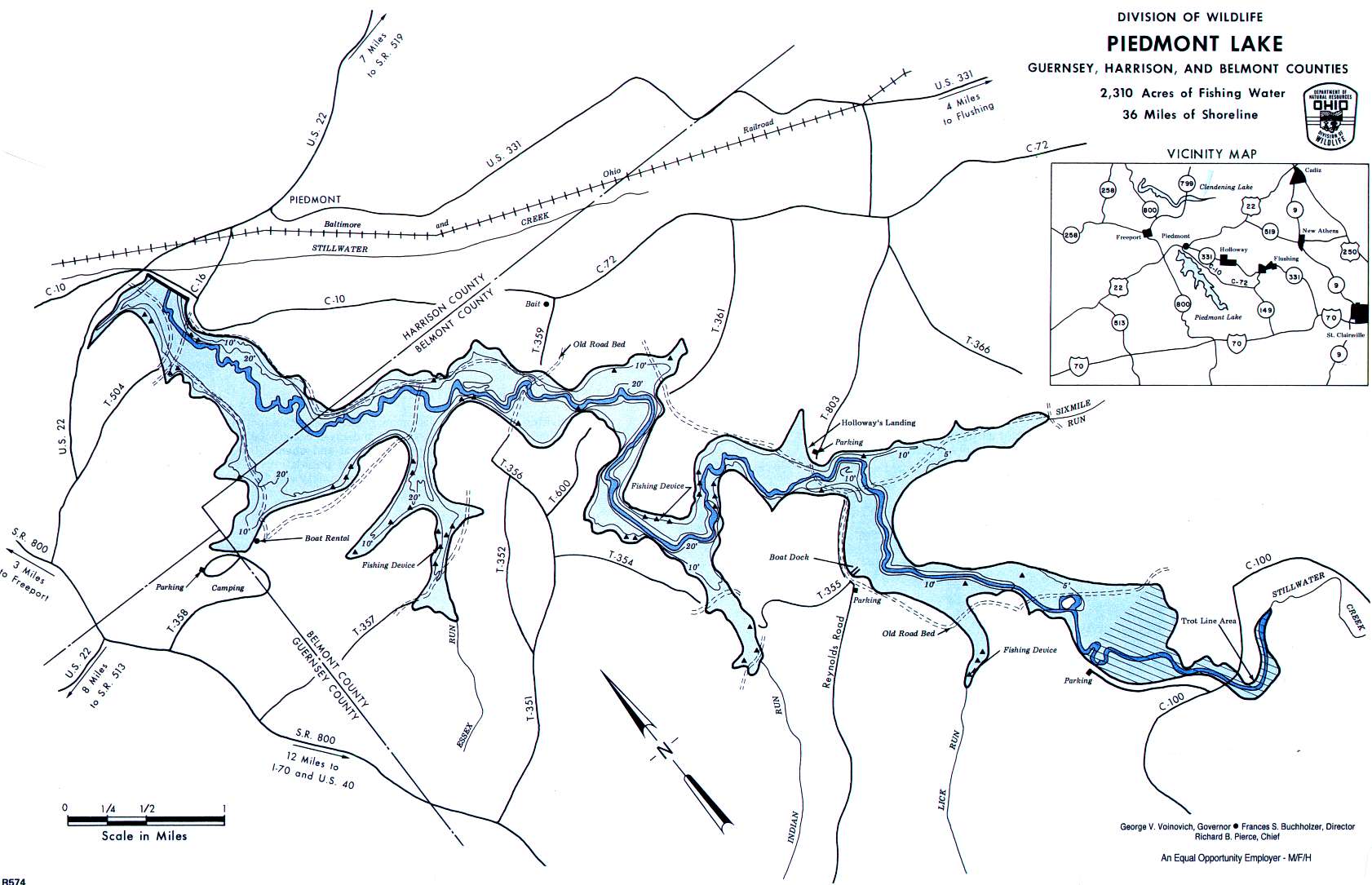 Piedmont Lake Fishing Map Southeast Ohio Go Fish Ohio