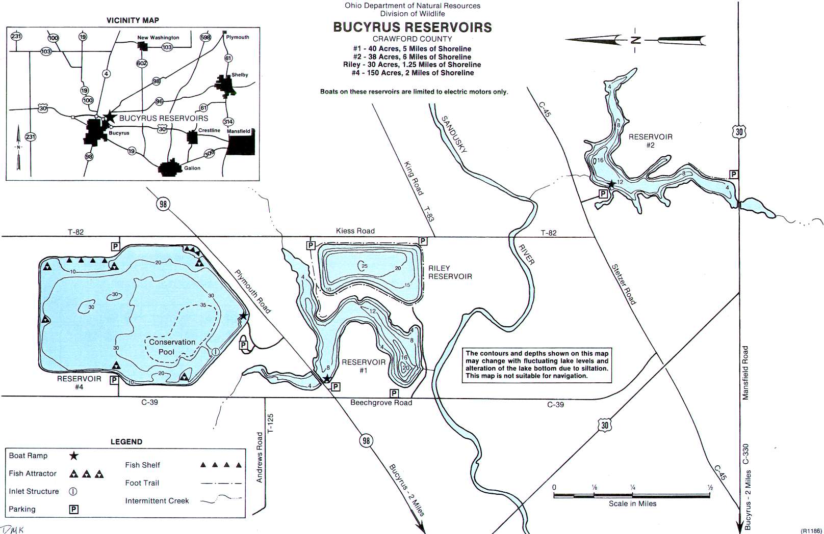 Bucyrus Reservoir Fishing Map | Northwest Ohio Fishing