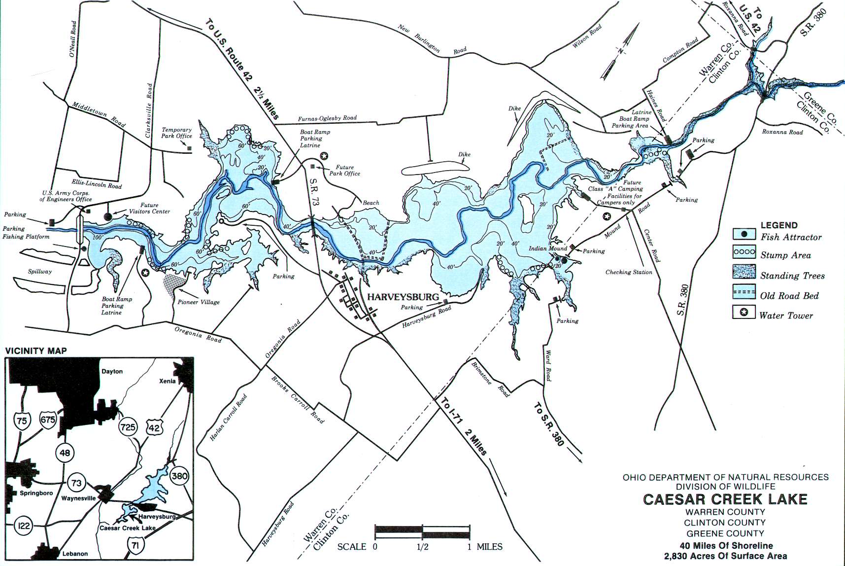 Caesar Creek Lake Fishing Map | Southwest Ohio Fishing