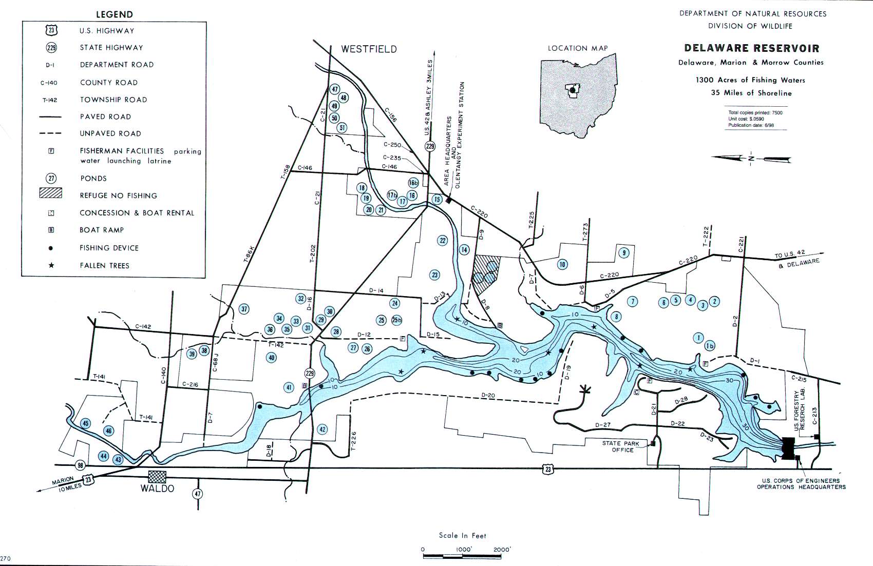 Delaware Reservoir Fishing Map | Central Ohio Fishing