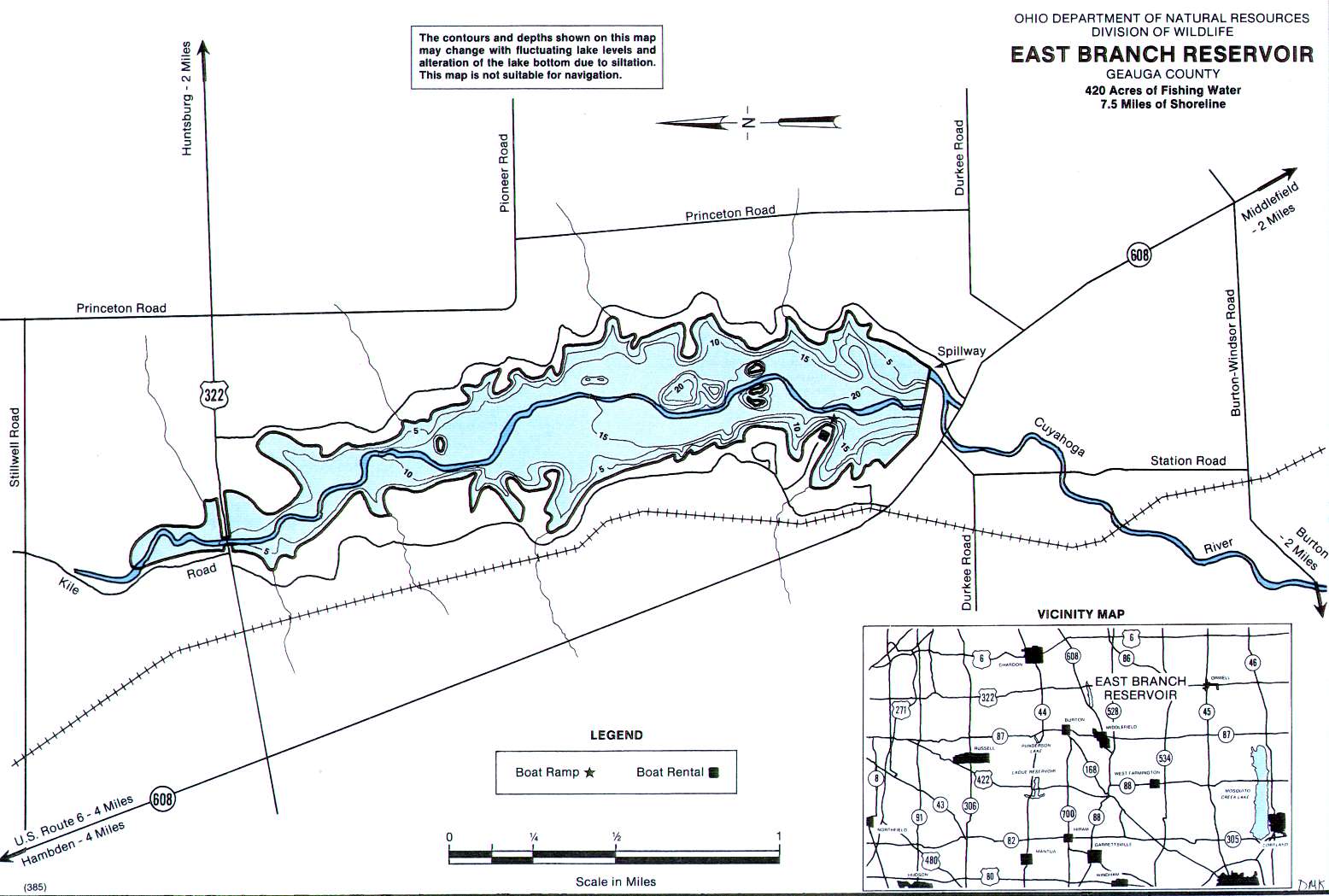 East Branch Reservoir Fishing Map | Northeast Ohio Fishing