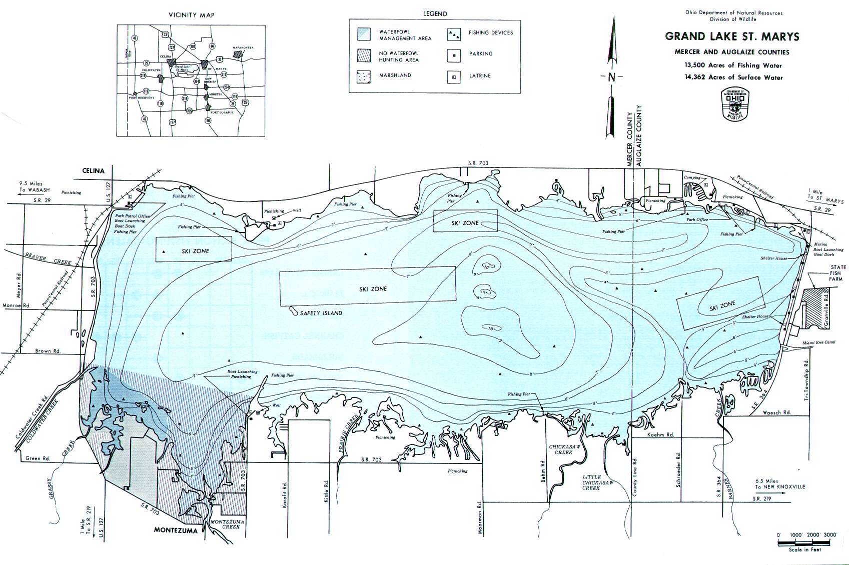 Grand Lake St. Marys Fishing Map | Southwest Ohio