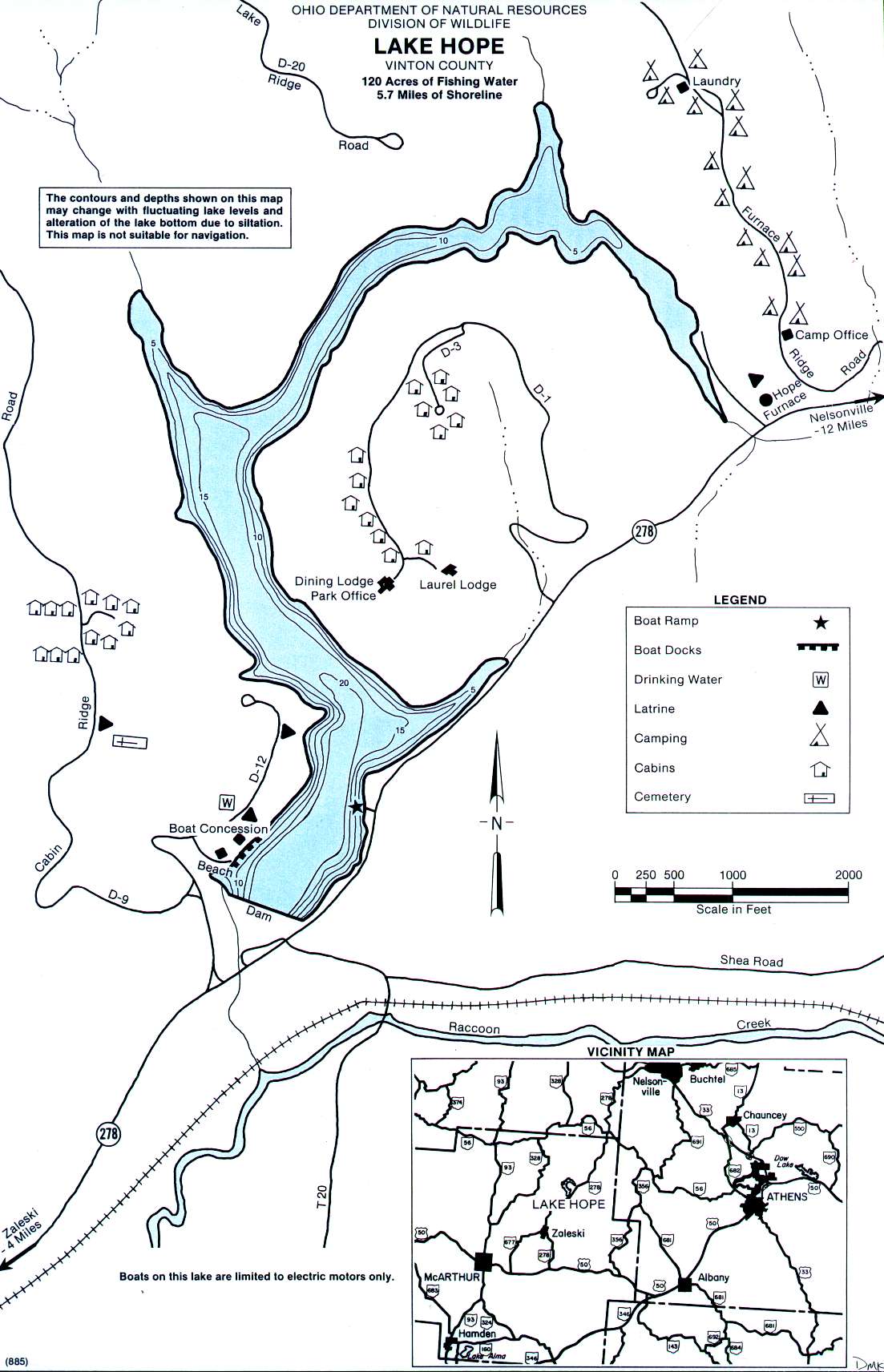 Lake Hope Fishing Map | Southeast Ohio Fishing