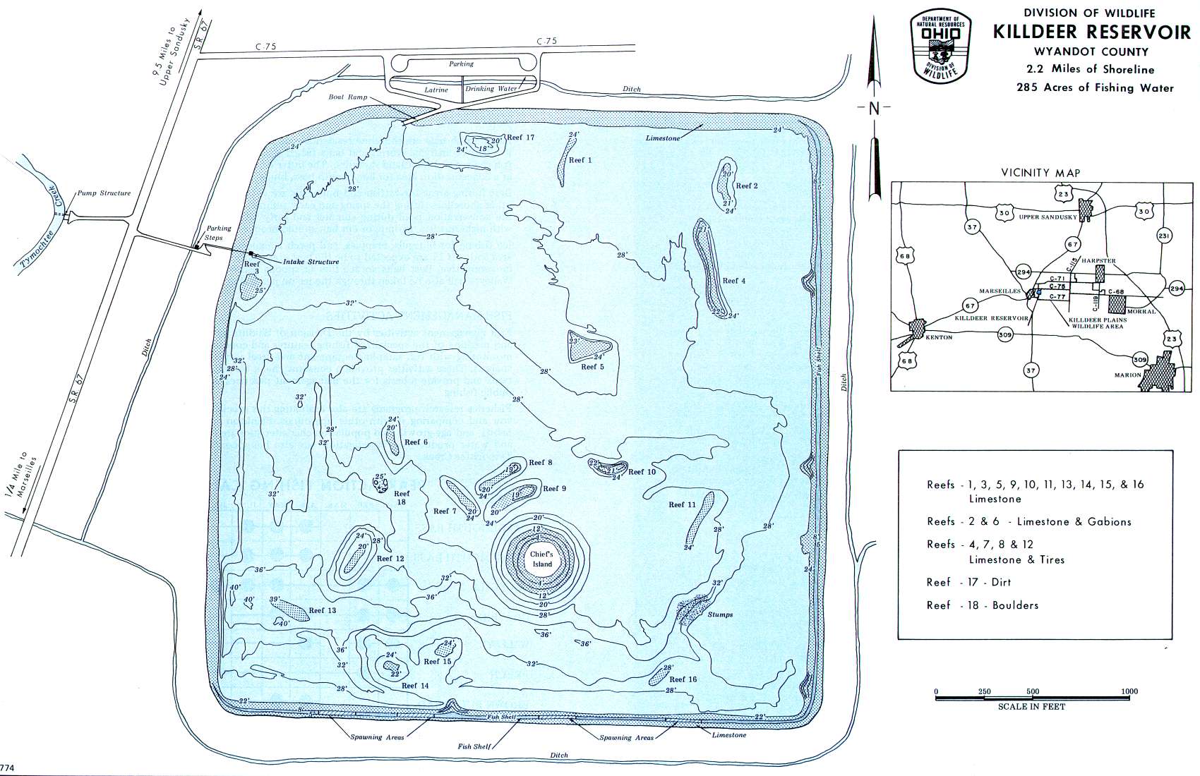 Killdeer Reservoir Fishing Map | Northwest Ohio Fishing