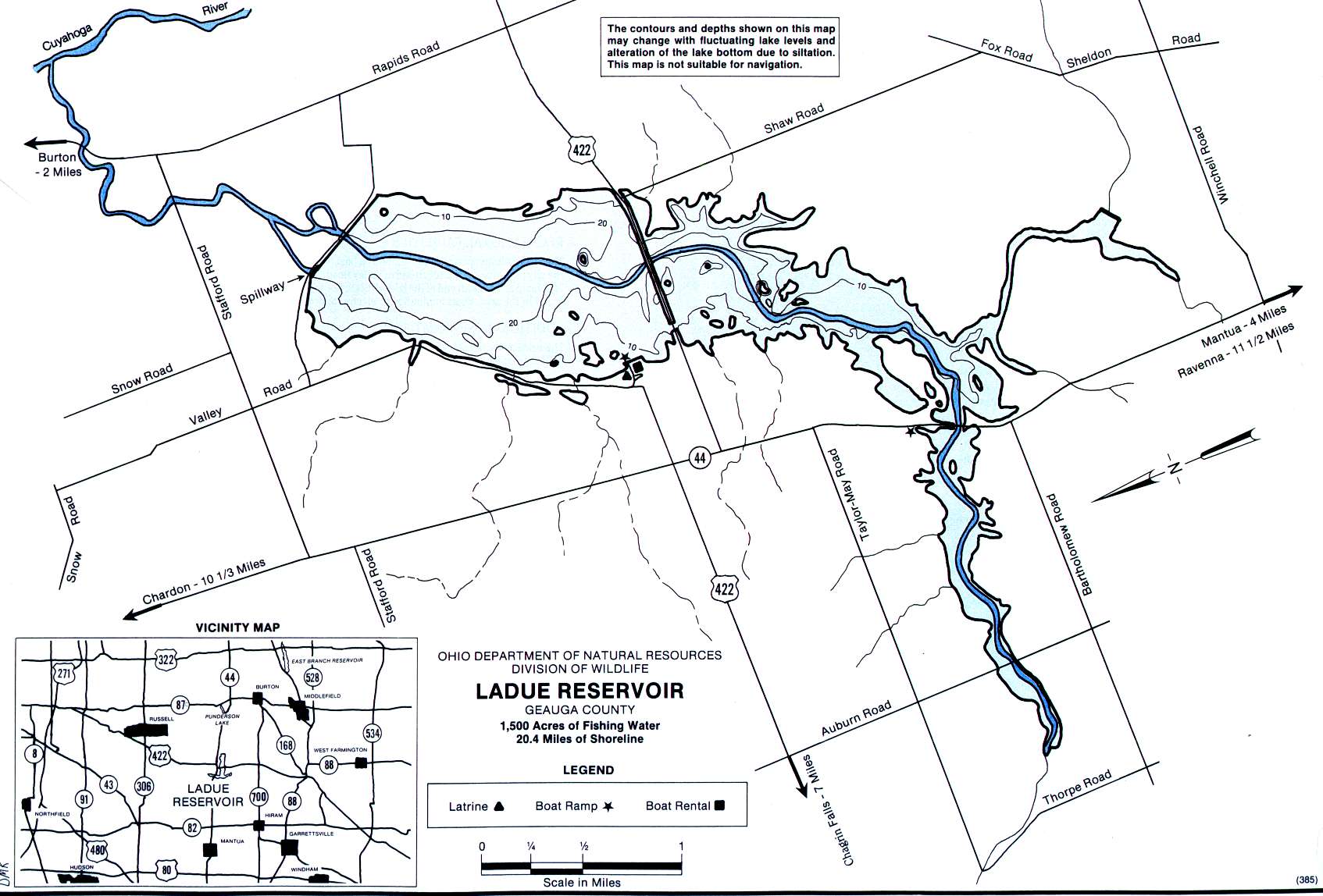 LaDue Reservoir Fishing Map | Northeast Ohio Fishing