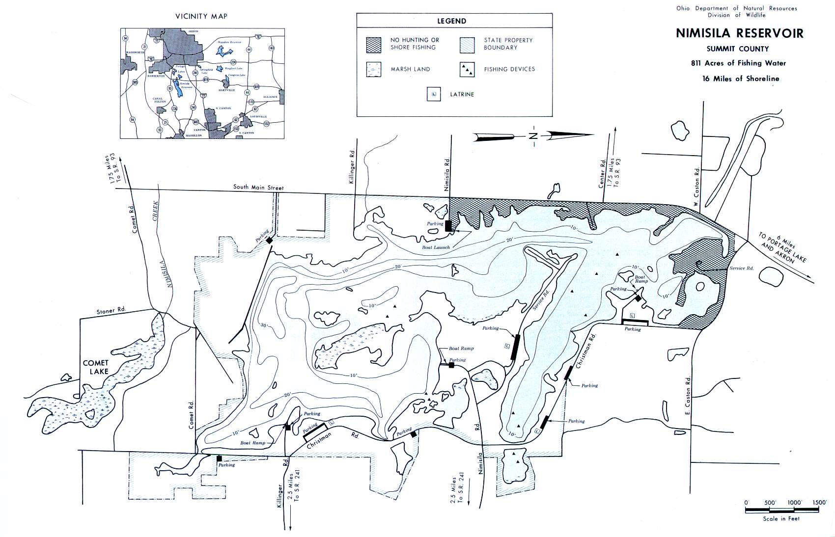 Nimisila Reservoir Fishing Map | Northeast Ohio Fishing