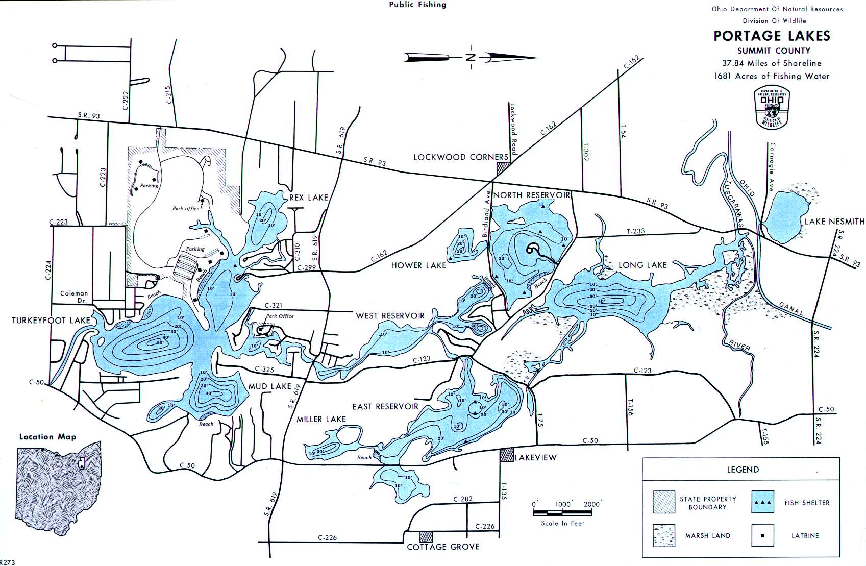 Portage Lakes Fishing Map | Northeast Ohio Lake Maps