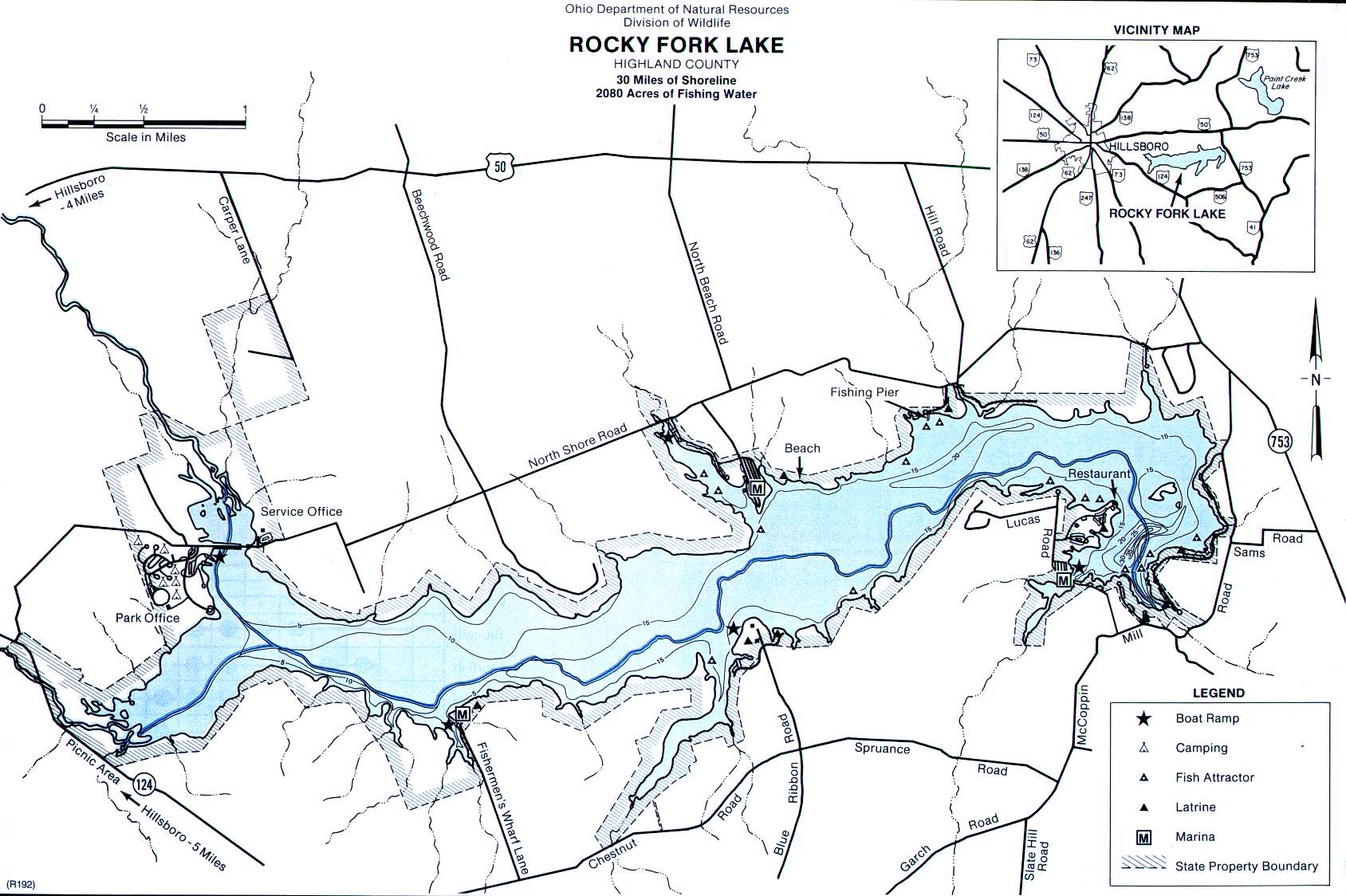 Rocky Fork Lake Fishing Map | Southwest Ohio