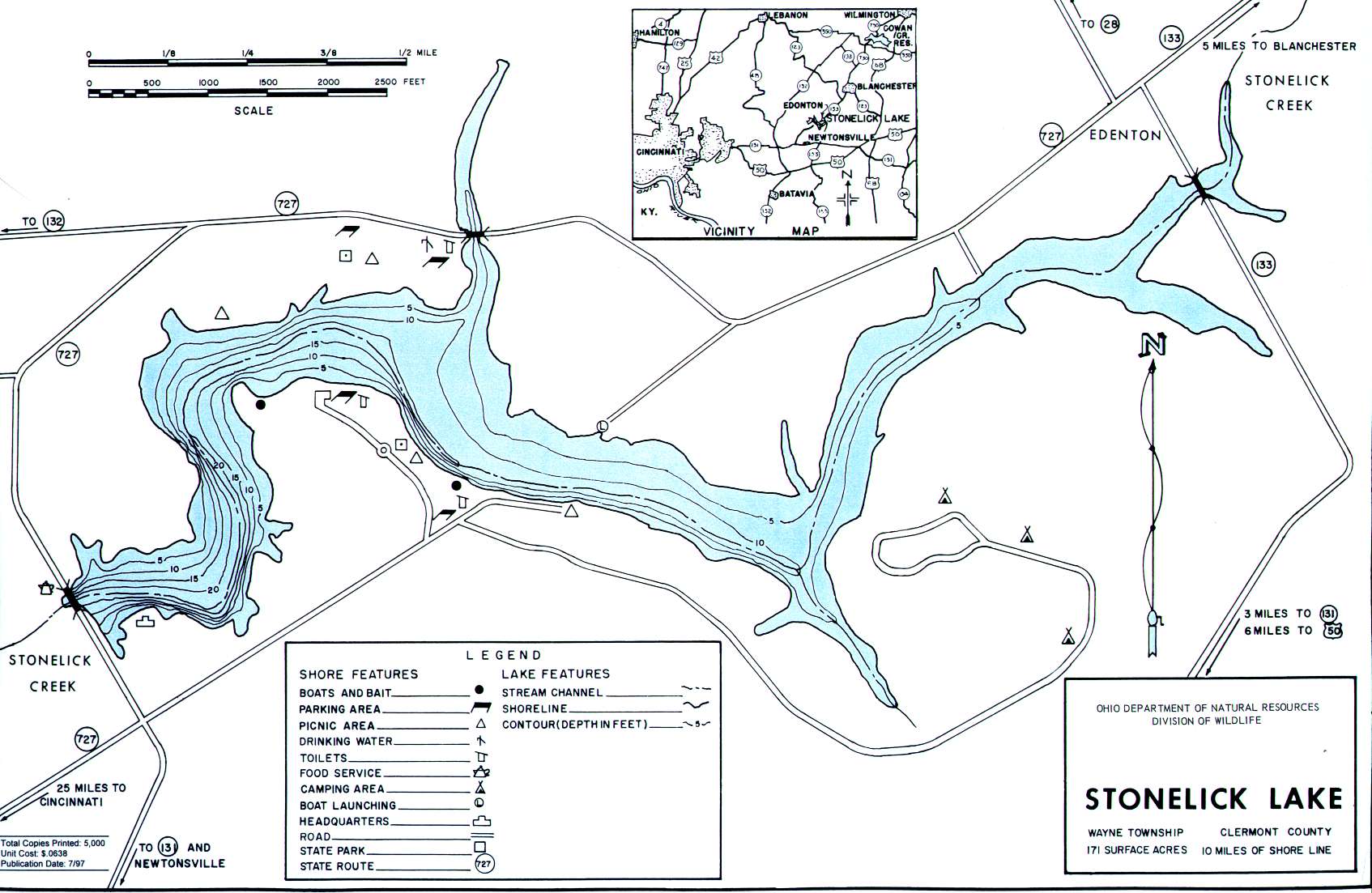 Stonelick Lake Fishing Map Southwest Ohio Go Fish Ohio