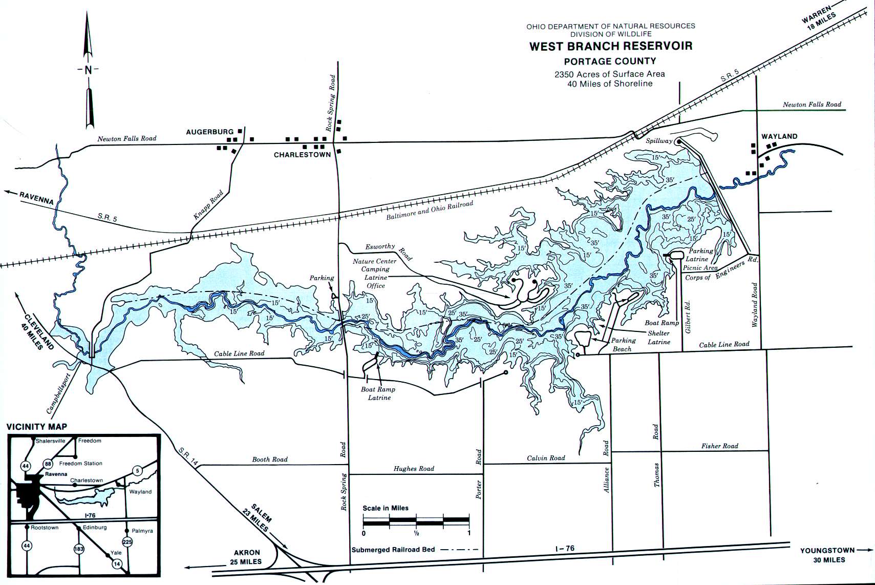 West Branch Reservoir Fishing Map | Northeast Ohio Lake Maps